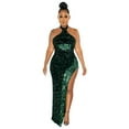 thumbnail image 1 of Prolriy Robe de Cocktail Femme Paillettes Transparentes Couleur Unie Sans Manches Col Robes de Soirée pour Femmes 2025 Robe de Réveillon, 1 of 7