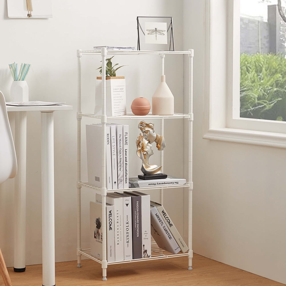 4 tier white powder shelving unit 12x18x39in