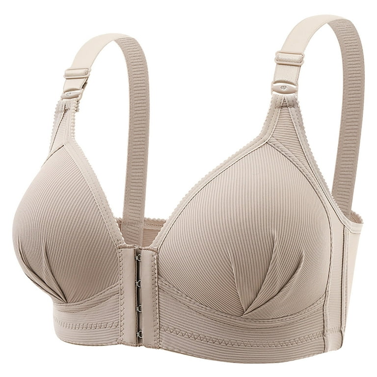 Wireless Bras with Support and Lift Thin Soild Color Front Button  Breathable Gathers Comfort Wireless Bra for Women Bronze 36/80