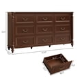 thumbnail image 2 of ANPOO 63"W Farmhouse 9 Drawers Dresser for Bedroom with Solid Wood Feet, Antique Brown Dresser Traditional Chest of Drawers, Rustic Vintage Wood Dresser, 2 of 8