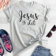 thumbnail image 2 of Jesus Is Lit Shirt, Unisex Women's Men's Shirt, Religious Clothing, Faith Shirt, Christian Shirt, Jesus Tee, Heather Ash, X-Large, 2 of 6