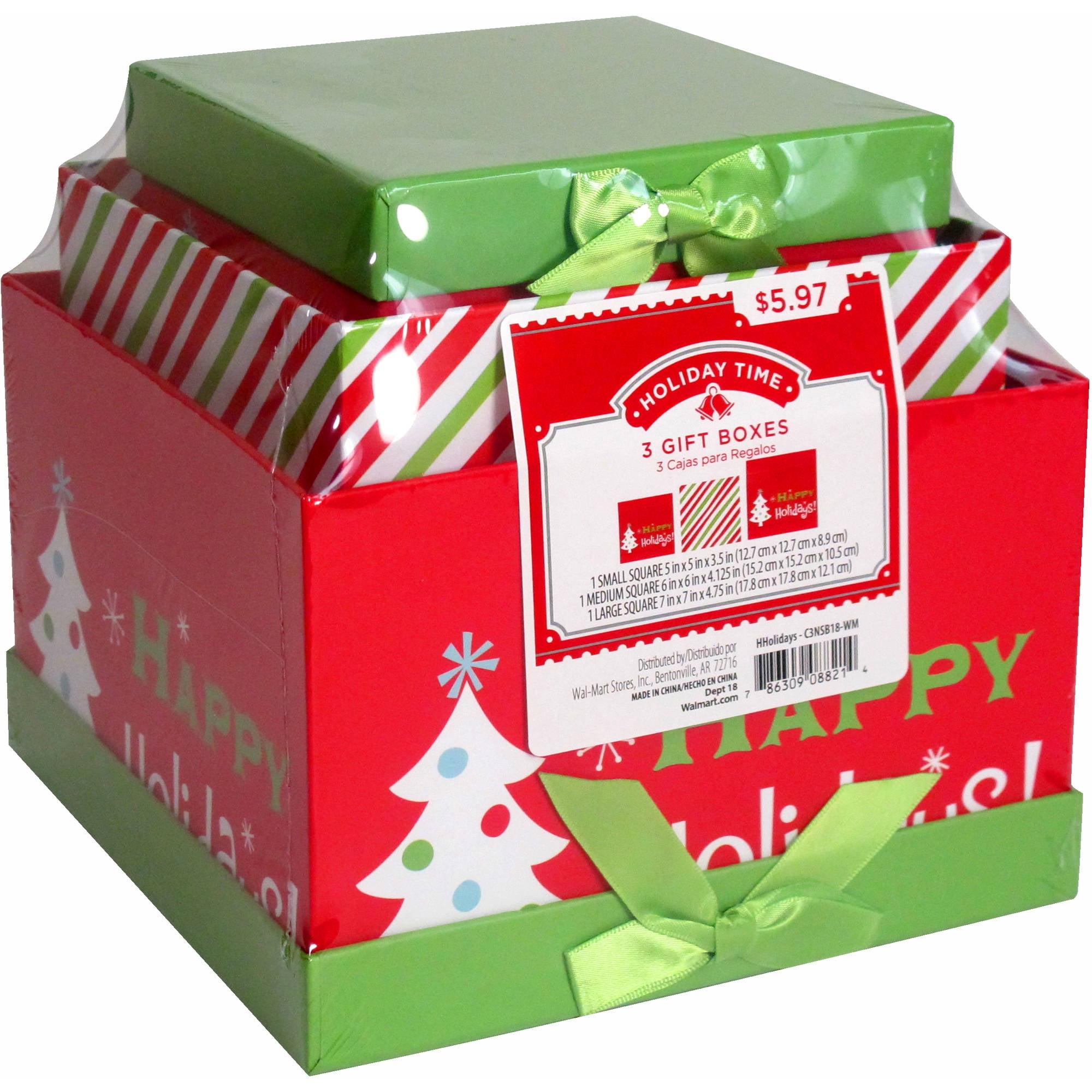 Holiday Time Nesting Happy Holidays Box Tower, 3pk