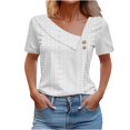 thumbnail image 2 of Womens Clothing Homenesgenics Womens Tops under $10 Women's Loose Summer Casual Solid Color V-Neck Short Sleeved T-Shirt Tops White XXL, 2 of 5