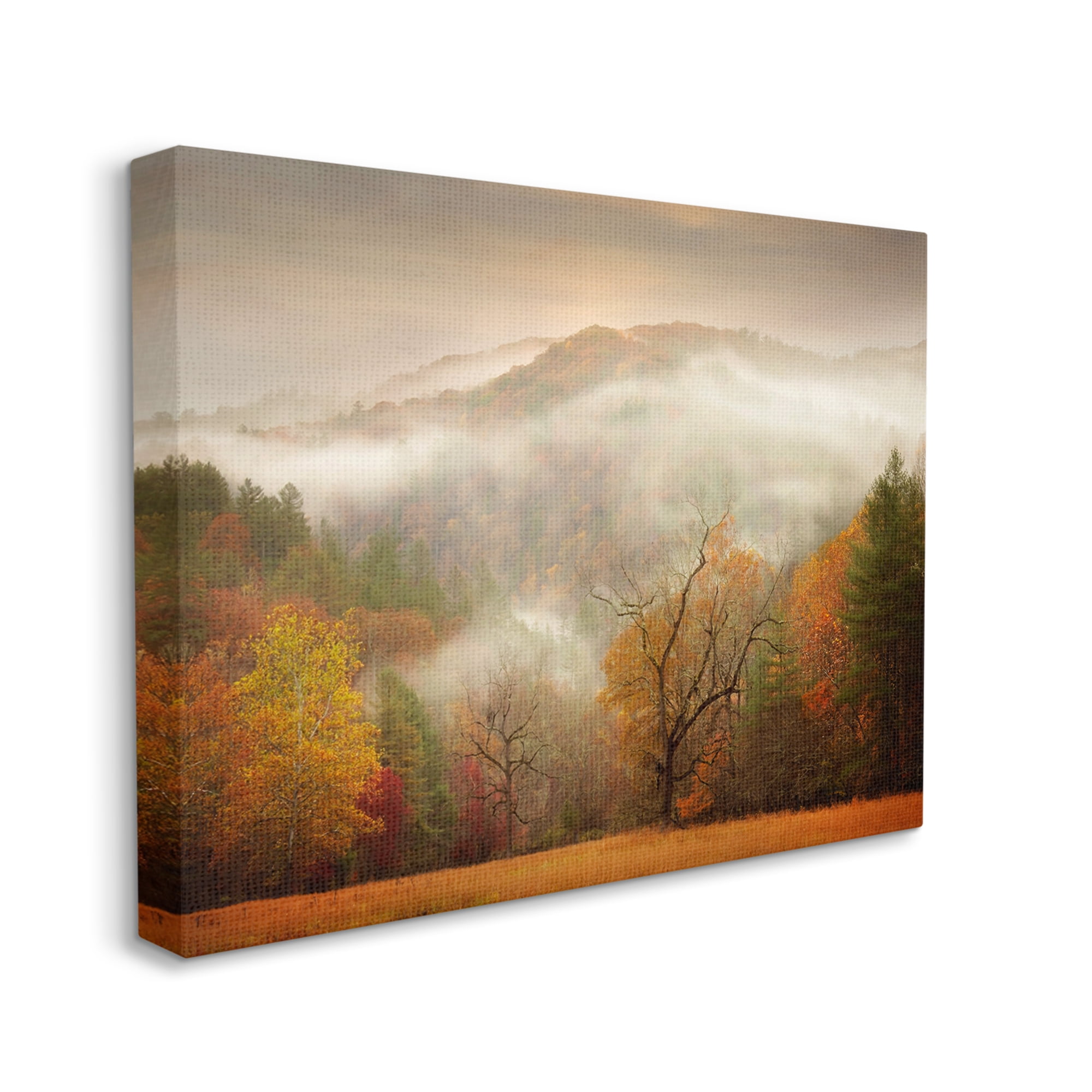 Stupell Industries Foggy Autumn Morning Mountain Forest Landscape Orange Red, 48 x 36,Design by PHBurchett