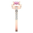 thumbnail image 3 of 0.89 ct Princess Cut Simulated Pink Diamond with Simulated Diamond Halo Accents 18K Rose Gold Womens Engagement Ring, 3 of 5