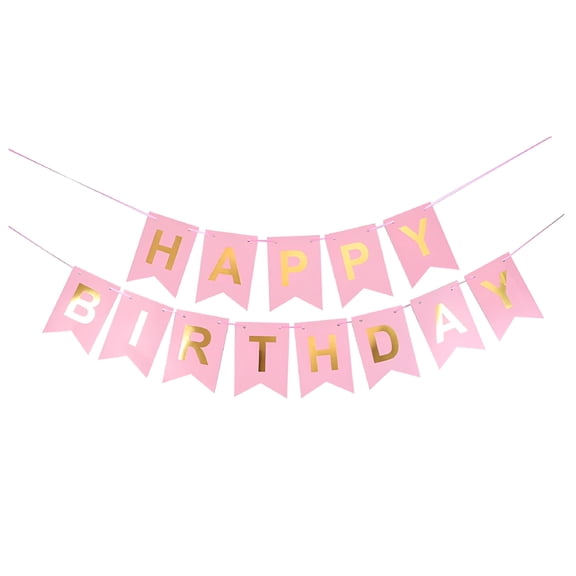 CCOCC Happy Birthday Colorful Party Banner Reusable Birthday Decoration Paper Long Party Flag,Pink