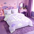 thumbnail image 2 of meiyoeat Purple Rainbow Cloud Monogram L 7 Pieces Full Size Bedding Sets,Stars Loves Initial Full Size Bed in a Bag For Girl,Colorful Stars Reversible, 2 of 7