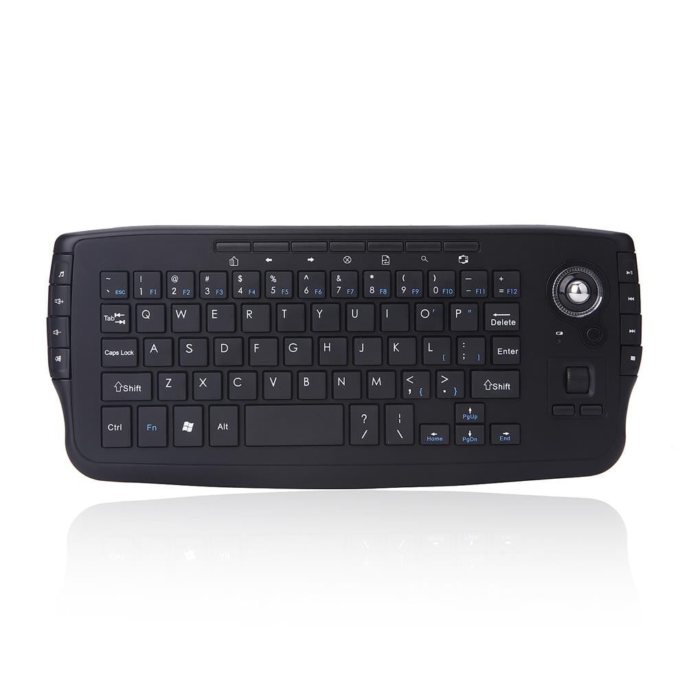 Portable 2.4G Wireless Keyboard with Multimedia Keys and Built-in Trackball Mouse, Mini Small Keyboard for Computer PC Laptop Smart TV, Ergonomic Design for Home Office.