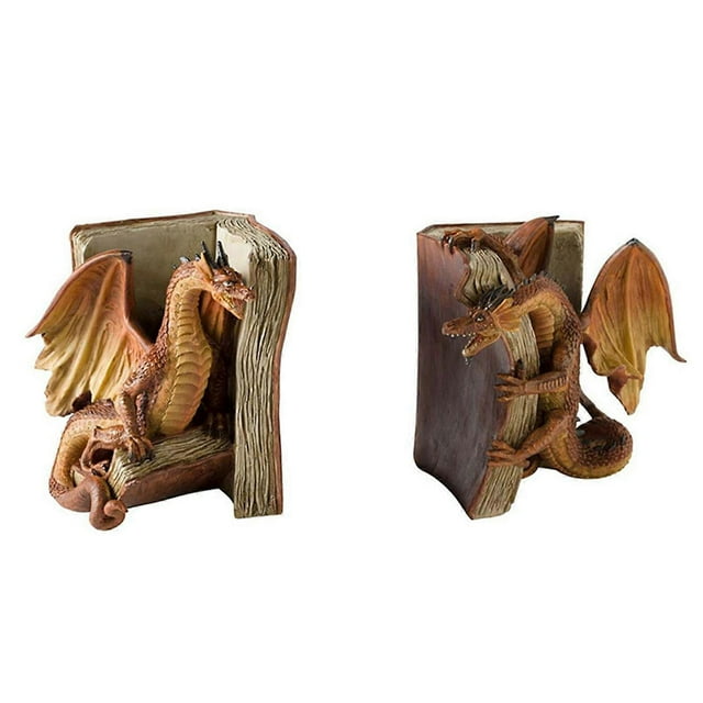 Fighting Dragon Bookends Resin Decorative Bookend Statues Desktop Ornament