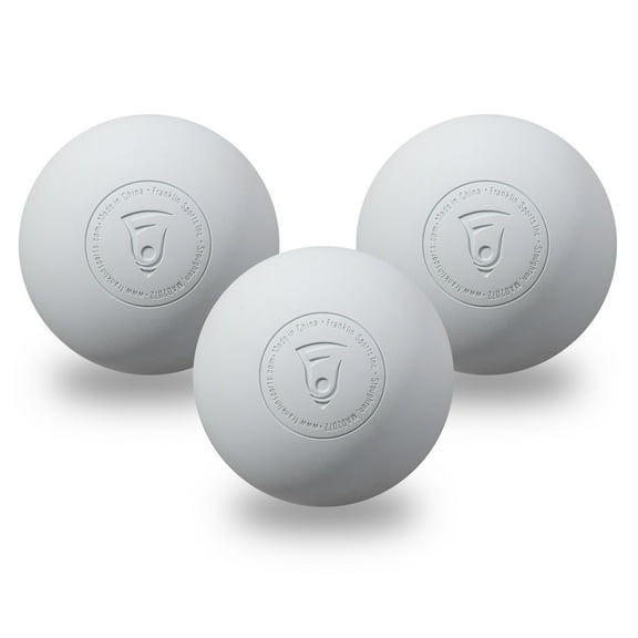 Franklin Sports Lacrosse Balls - Official Size Lax Balls for Practice - Rubber 63mm Outdoor Lacrosse Balls - Great for Muscle Massage Therapy Yoga - White 3 Pack