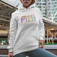 thumbnail image 2 of Distressed Registered Nurse - Retro Groovy Text & Smiling Flowers Art Merch Gift, White Hooded Sweatshirt or Hoodie, XL, 2 of 5