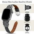 thumbnail image 4 of Leather Bands Compatible with Apple Watch Band 41mm 40mm 38mm 42mm 44mm 45mm 46mm 49mm Women, Slim Thin Dressy Strap with Precision knot Metal Buckle for iWatch Series 10 9 Ultra SE 8 7 6 5 4 3 2 1, 4 of 7
