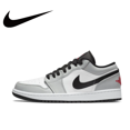 thumbnail image 3 of NIKE Air Jordan 1” Zapatillas de baloncesto retro de caña baja, antideslizantes, resistentes al desgaste, de cuero sintético, color gris humo claro, para hombre, 3 of 5