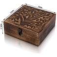 thumbnail image 6 of Great Birthday Gifts Handmade Decorative Wooden Jewelry Box With Tree Of Life Carving & Lock & Key Jewelry Organizer Keepsake Box Treasure Chest Trinket Holder Watch Box Storage Lock Box 6 x 6 Inches, 6 of 6