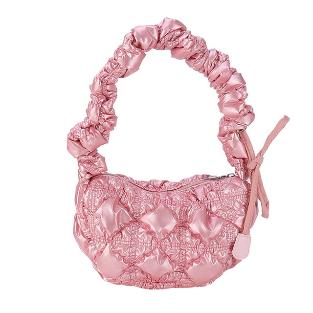 Bolso Bandolera Bolso bandolera de nailon para mujer, plisado, a la moda, con cremallera, minibolso en la nube, bolsos de mano (rosa) Ehuebsd Para Estrenar