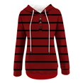thumbnail image 3 of jsaierl Striped Hoodies for Women Button Up Trendy Drawstring Hooded Pullover Sweatshirt Long Sleeve Tunic Shirt Blouse, 3 of 4
