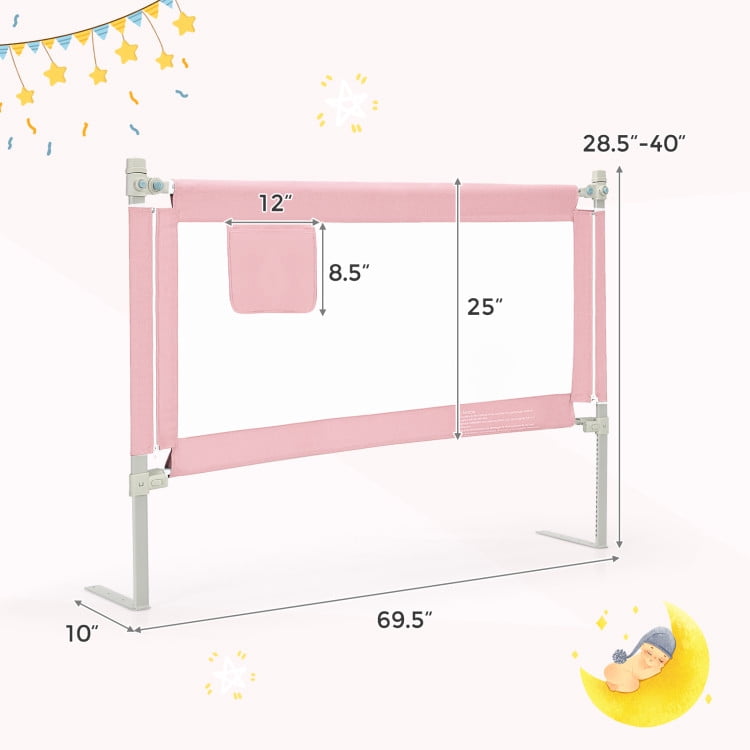 YYAo Bed Guard Rails,Bed Fence,Bed Gate for Baby,57 Inch Toddlers Vertical Lifting Baby Bed Rail Guard with Lock-Pink