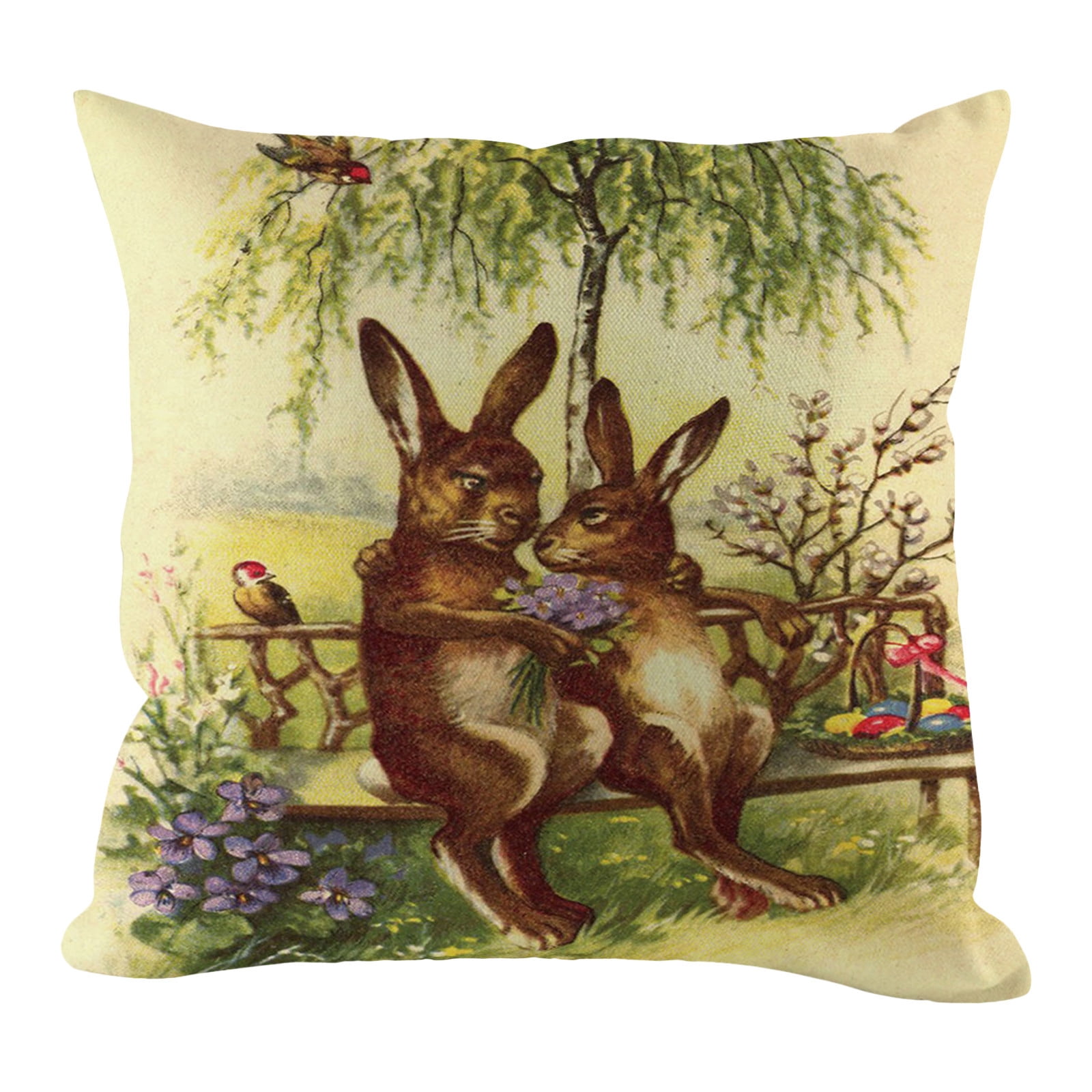 JeashCHAT Easter Pillow Covers 18x18 Easter Pillow Cases Rabbit Bunny