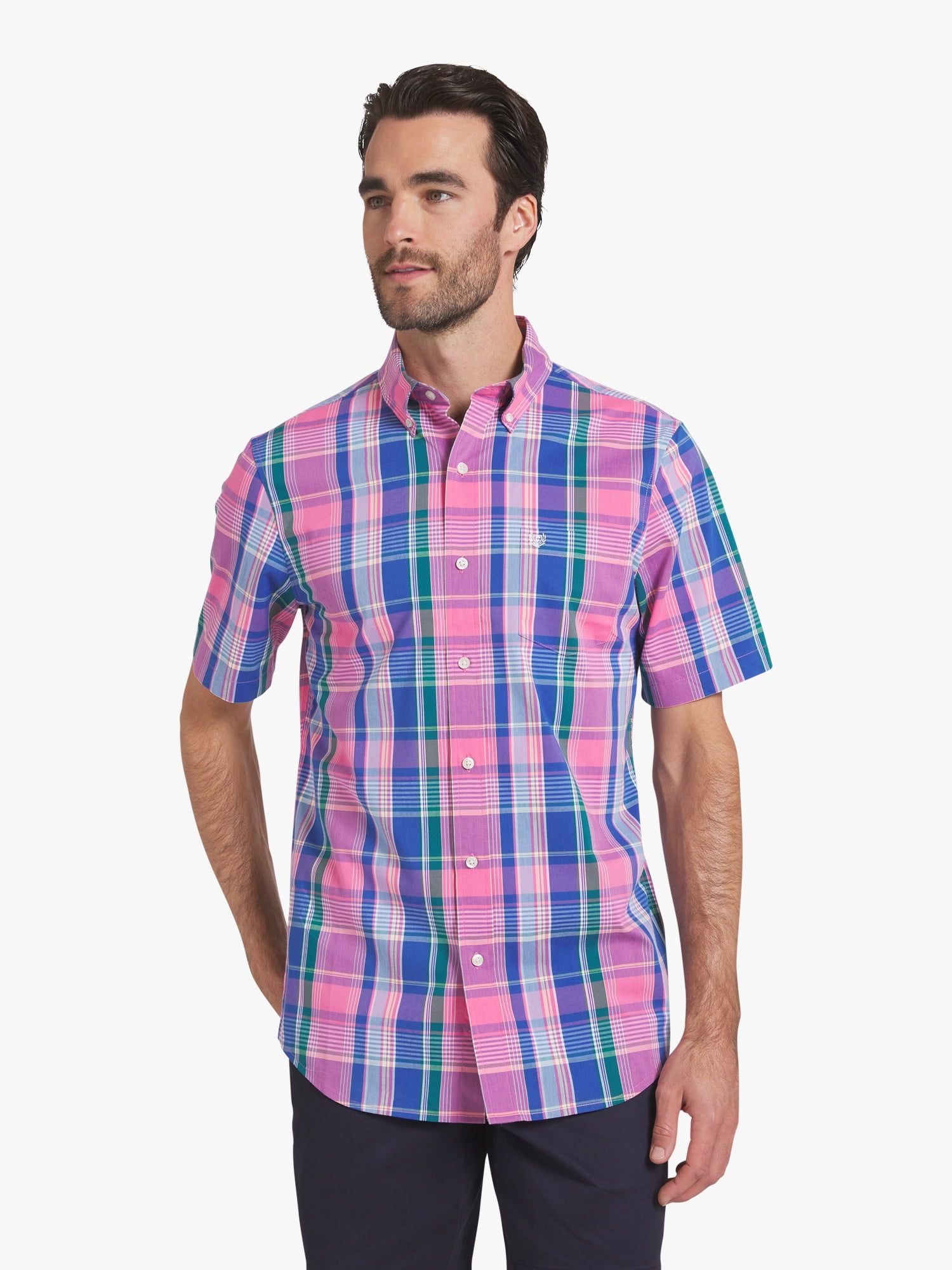 Chaps Men's & Big Men's Short Sleeve Easy Care Stretch Poplin Shirt, Sizes S-3XL
