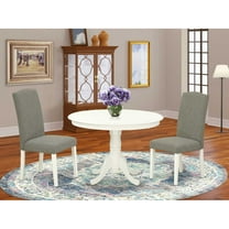 East West Furniture Hartland 3-piece Wood Dining Set in Linen White/Dark Shitake