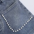 thumbnail image 5 of Ruyang Tween Girls Distressed Raw Hem Denim Shorts Teen Girls Elastic Waist Straight Leg Jean Shorts Kids Y2k Summer Denim Shorts, 5 of 6