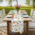 thumbnail image 4 of Watercolor Bird 70 Inch Table Runner, Modern Spring Branch Colorful Leaf Farmhouse Dresser Scarf Cotton & Linen Tablerunner for Dining/Kitchen Island/Holiday Party Décor 13" x 70", 4 of 9