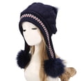thumbnail image 4 of Winter Beanies Women's Winter Printing Warmth Plush Protection Thick Hats with Faux Fur Pom Cuff Beanie, 4 of 4