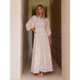 thumbnail image 3 of Linen loose casual belted puff sleeve dress, 3 of 7