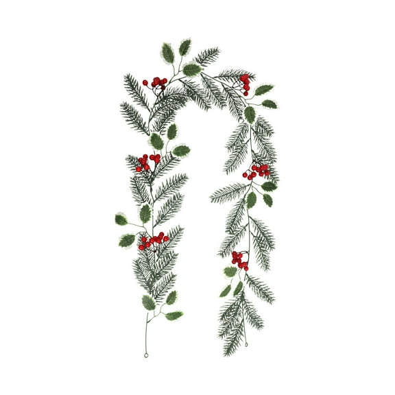 Luoshdecor Artificial Christmas Garland with Holly Berries Pinecones Pine Needle Greenery Winter Berries Garland for Holiday Mantel Fireplace Decoration 68.9 in
