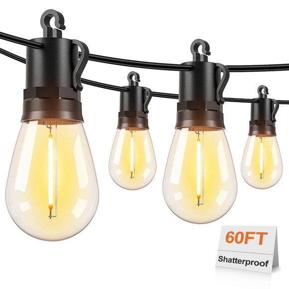 Cadena de luces Brightever, 18 bombillas, 18,3 m, impermeables y regulables