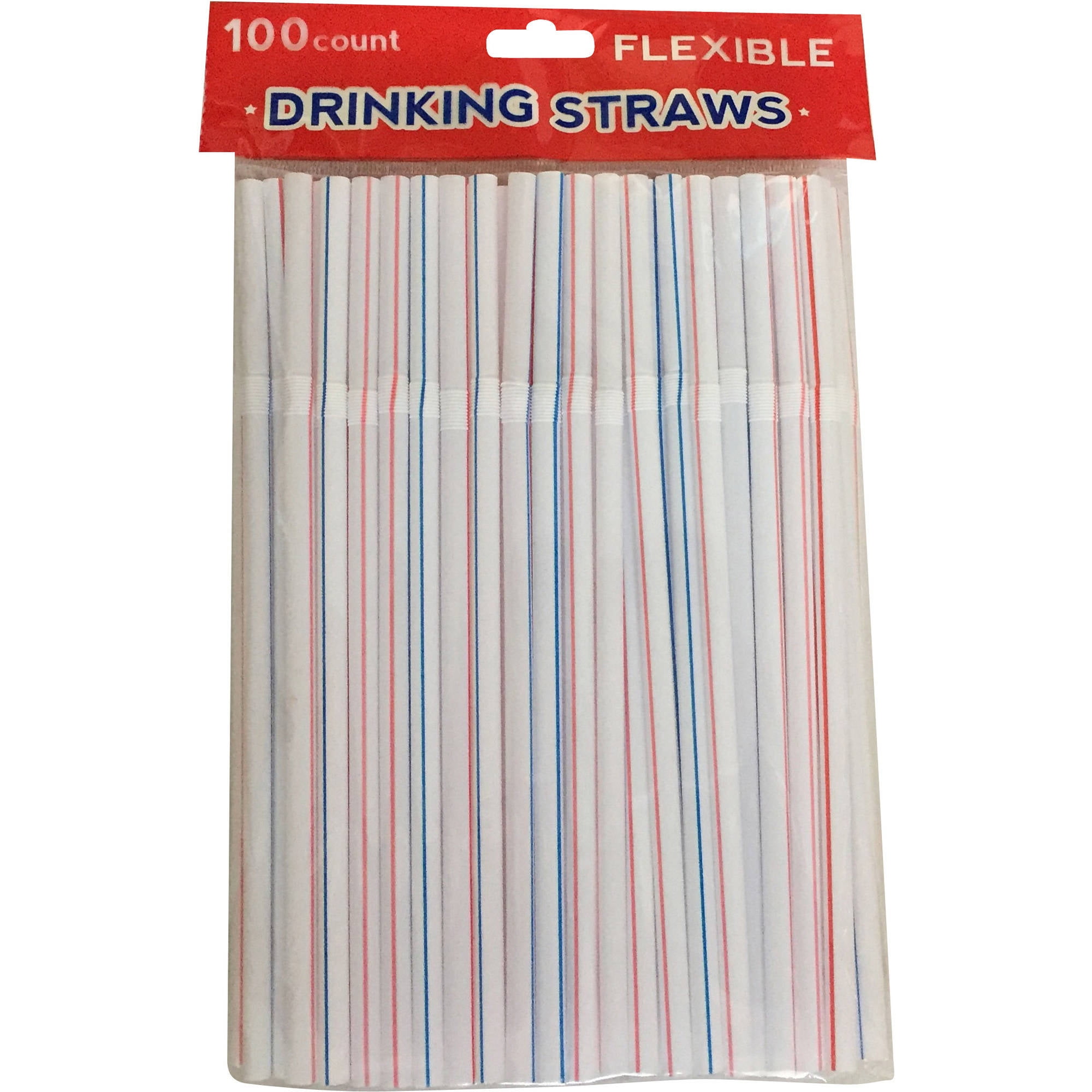 Generic Flexible Drinking Straws, 100 count