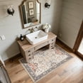 thumbnail image 3 of Toyoso 2x3 Washable Vintage Floral Area Rug - Distressed Small Entryway Rug Doormat Bohemian Faux Wool Non-Slip Low-Pile Floor Carpet for Indoor Front Entrance Kitchen Bathroom-Multi, 3 of 9