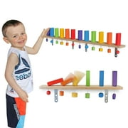 Meavia Wooden Falling Domino Wall (Pack of 2); Colorful Toppling Domino Blocks for Kids