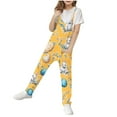 thumbnail image 2 of Girls'S Jumpsuit One Piece Medium And Large Children'S Funny Easter Printed Sleeveless Jumpsuit Suspenders Summer Outfit Clothes Yellow 5-6 Years, 2 of 3
