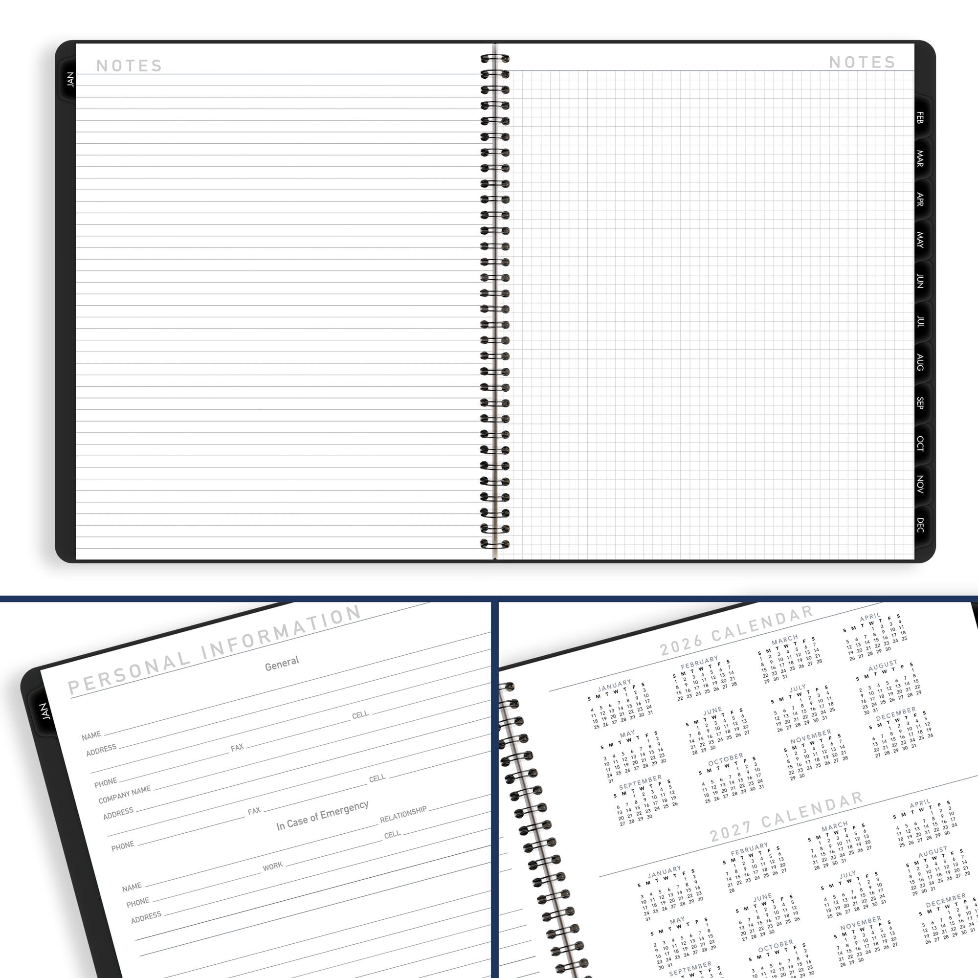 AT-A-GLANCE Contemporary Lite 2027 Monthly Planner Black Large 9 x 11 - Monthly
