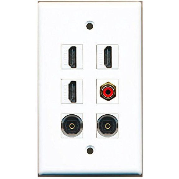 RiteAV - 3 HDMI 1 Port RCA Red 2 Port Toslink Wall Plate