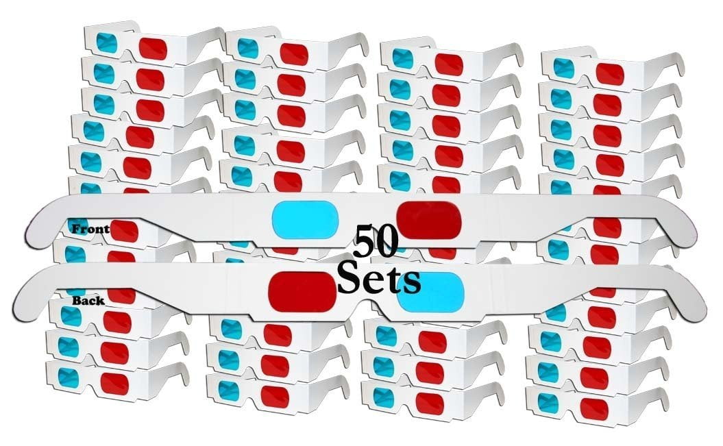 50 Pairs Flat 3d Glasses Red And Cyan White Frame Anaglyph Departments