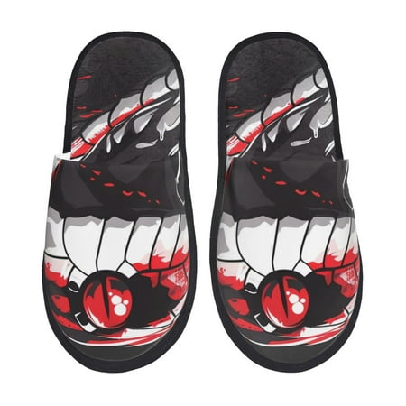 Balery Fierce Red Viper Graphic Art Slient Indoor Furry Fleece Comfort House Shoes Soft Non-Slip Home Shoes Cotton slippers House Slippers-- Medium