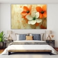 thumbnail image 4 of Mudket Orange White Flower Canvas Wall Art, Minimalist Floral Wall Decor, Framed Abstract Botanical Artwork for Bedroom Living Room Bathroom, Ready to Hang Colorful Flower Print - 12"L x 8"W, 4 of 10
