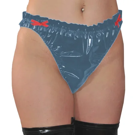 Bowknot Low Waist Briefs PVC Leather Basic Elastic Bodycon Panties Lingerie Cosplay Sexy Panties Clubwear