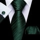 thumbnail image 3 of Juego de corbatas Barry.Wang de seda verde oscuro a rayas de 150 cm, 3 of 7