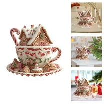 Christmas Gingerbread House Cake Stand Decoration, 3-Tier Holiday Display with Candy Canes and Cookie Figures (RED)