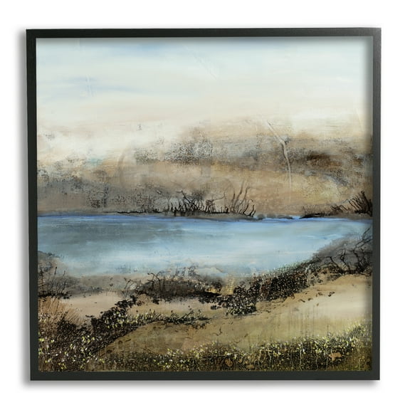 Stupell Industries Rustic Pond Water Abstract Muddy Surrounding Landscape Abstract Painting Black Framed Art Print Wall Art, 12 x 12