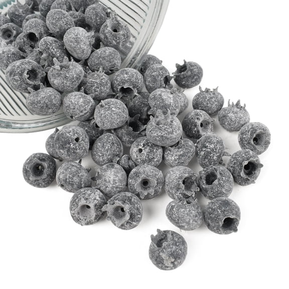 HUIANER 60pcs Lifelike Artificial Blueberries Plastic Fake Fruit for Home Decor and Kitchen Display