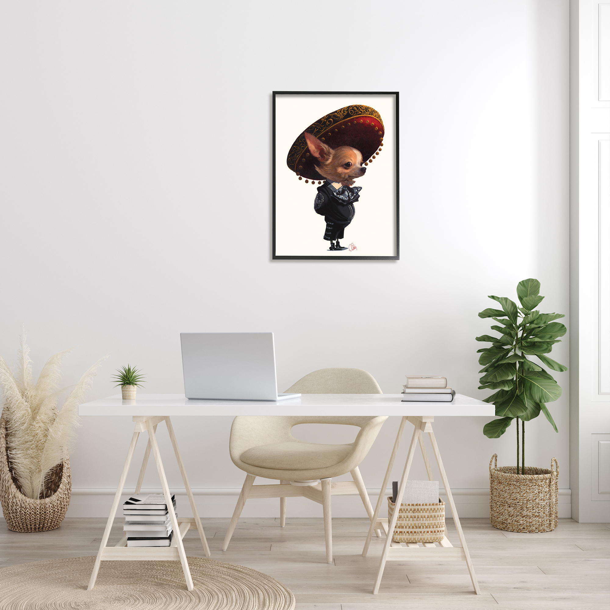 Stupell Industries Mariachi Chihuahua with Sombrero Adorable Pet Dog, 24 x 30, Designed by Thomas Fluharty