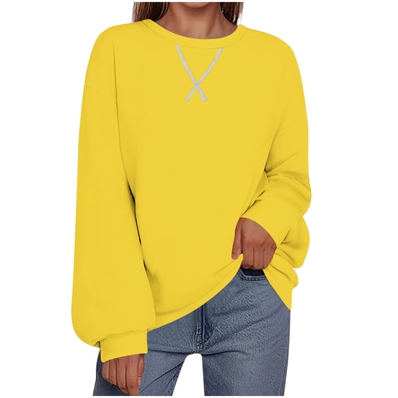 tarylea Plus Size Crew Neck Sweatshirt for Women Long Sleeve Plush Pullover Casual Loose Winter Comfy Tops with Pockets