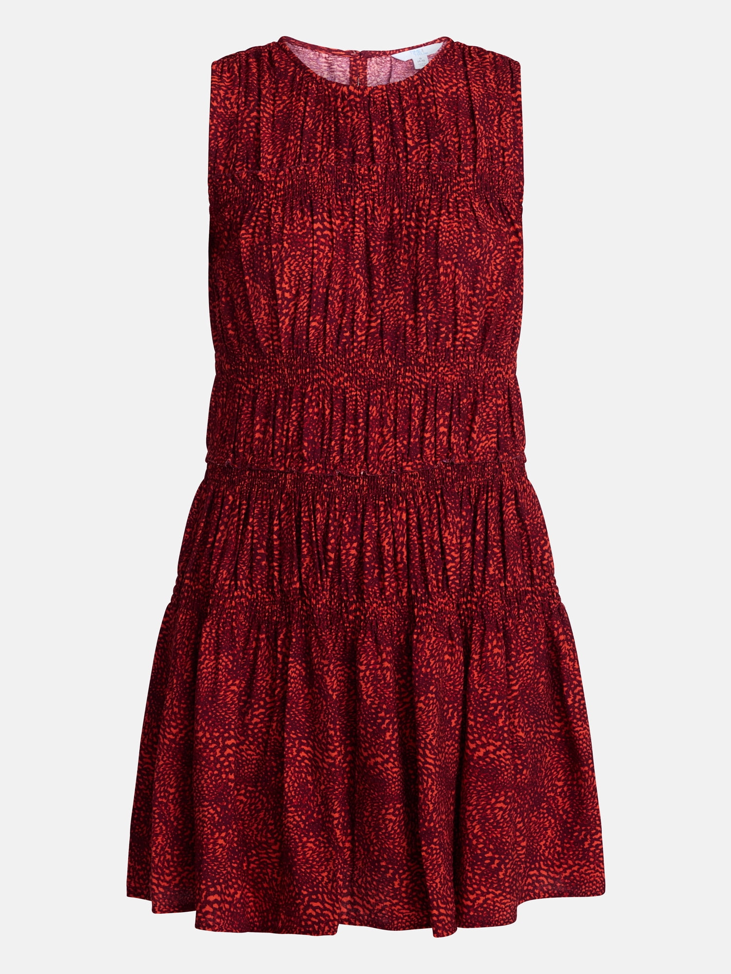 Time and Tru Women's Plus Size Smocked Sleeveless Mini Dress, Sizes 1X-4X