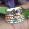 thumbnail image 5 of Sterling Silver Flower of Life Spinner Ring: Geometric Fidget Jewelry, 5 of 8