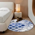 thumbnail image 3 of Blue Morocco Large Area Rugs for Bedroom Living Room, Soft Non Slip Carpet Bedside Rug, Vintage Graffiti Paint Art Boho Dappled Round Floor Cover Kitchen Accent Rug 3.3' for Dining Room/Office, 3 of 9