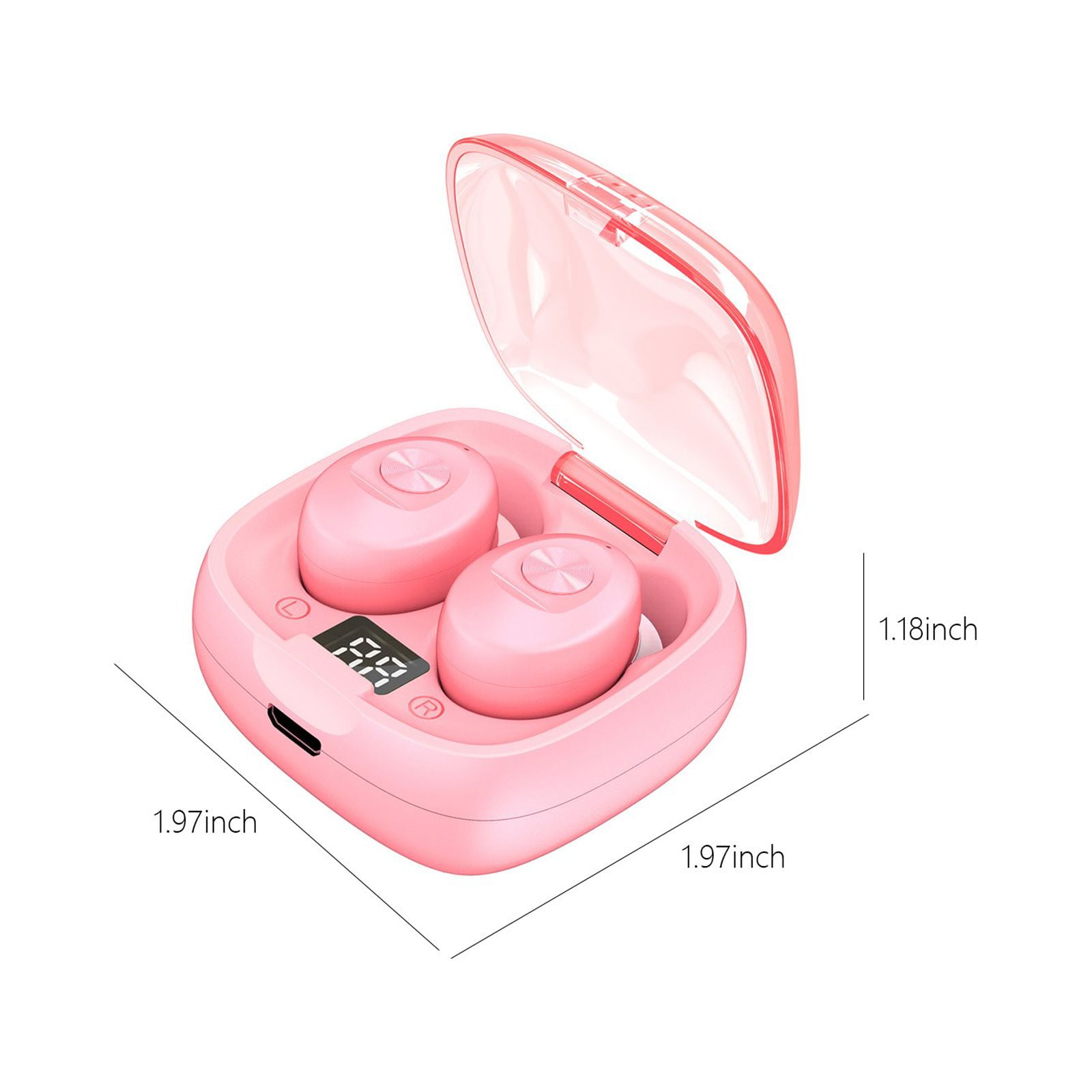 Wireless Earbuds, Bluetooth Earbuds Headphones Bass Stereo, IPX7 Waterproof Ear Buds with Mic LED Display, in Ear Earphones, 78H Playtime for Smartphone Laptop Pad Sports Workout,Pink